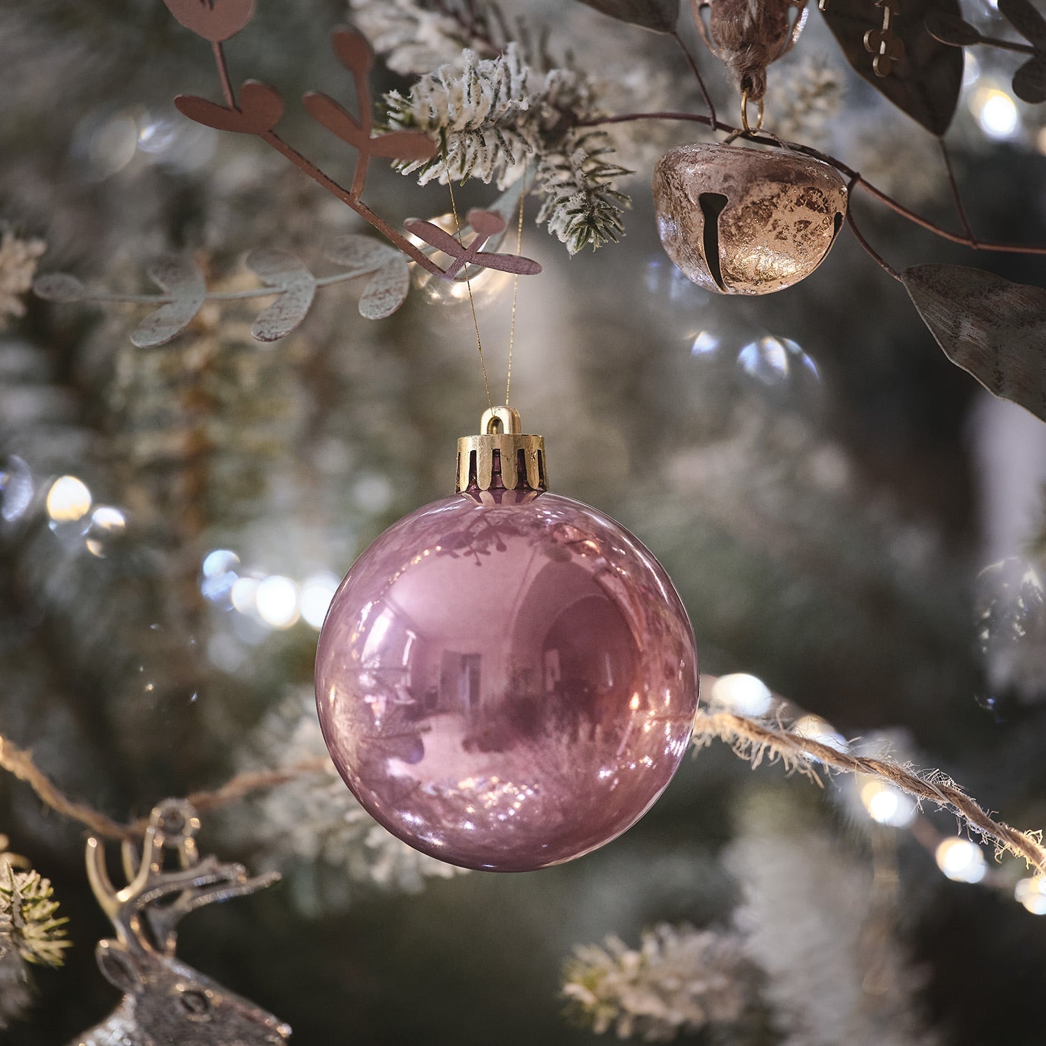 Set of 12 Dark Pink Christmas Baubles