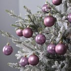 Set of 12 Dark Pink Christmas Baubles