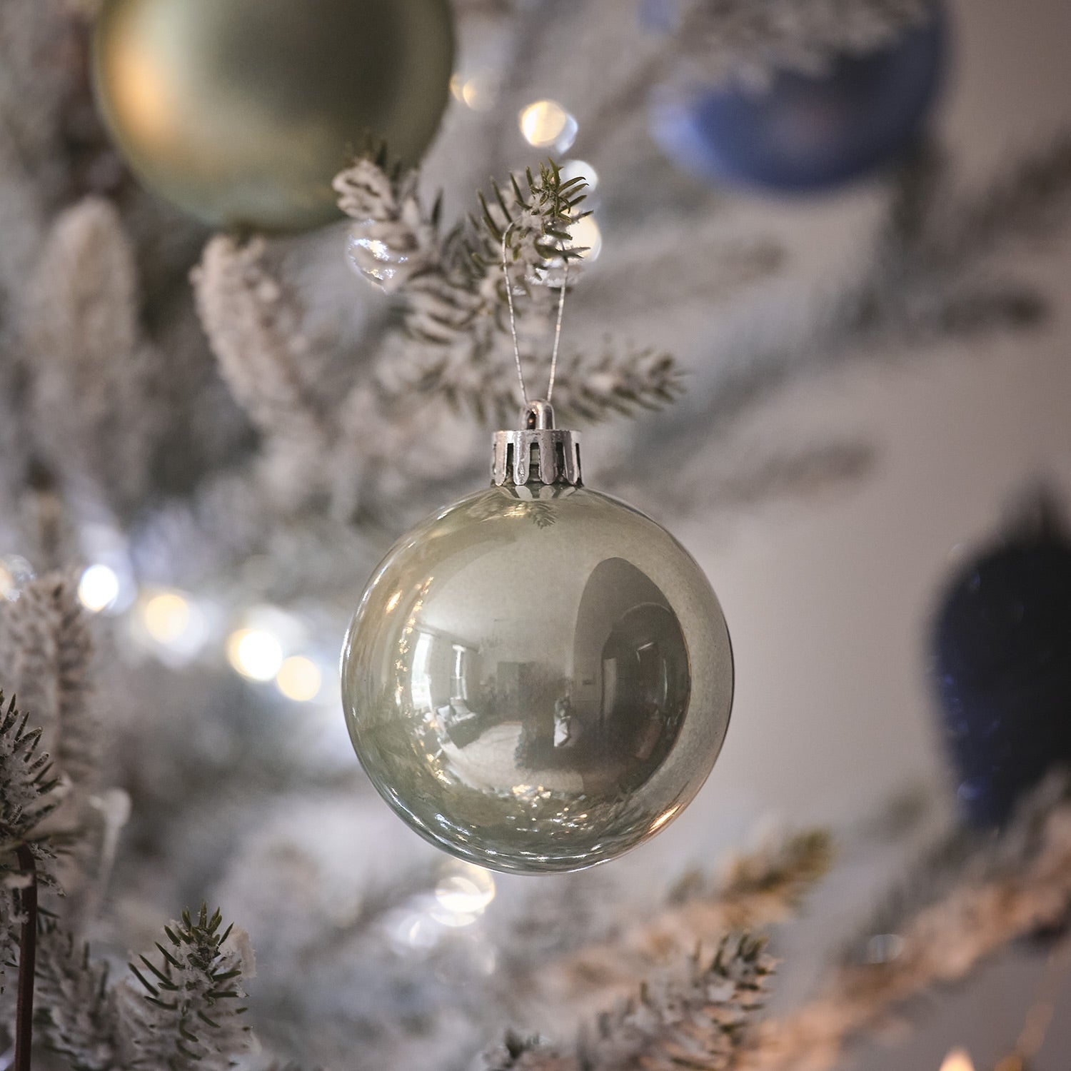 Set of 12 Sage Green Christmas Baubles