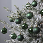 Set of 12 Pine Green Christmas Baubles