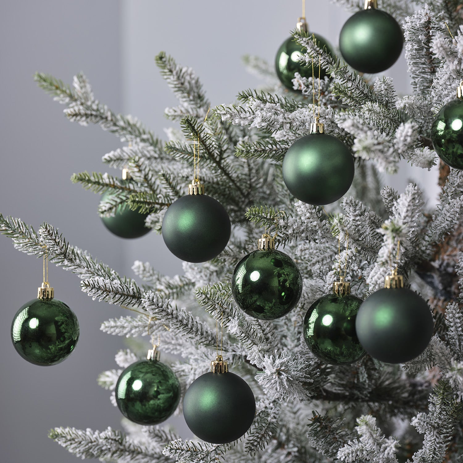 Set of 12 Pine Green Christmas Baubles