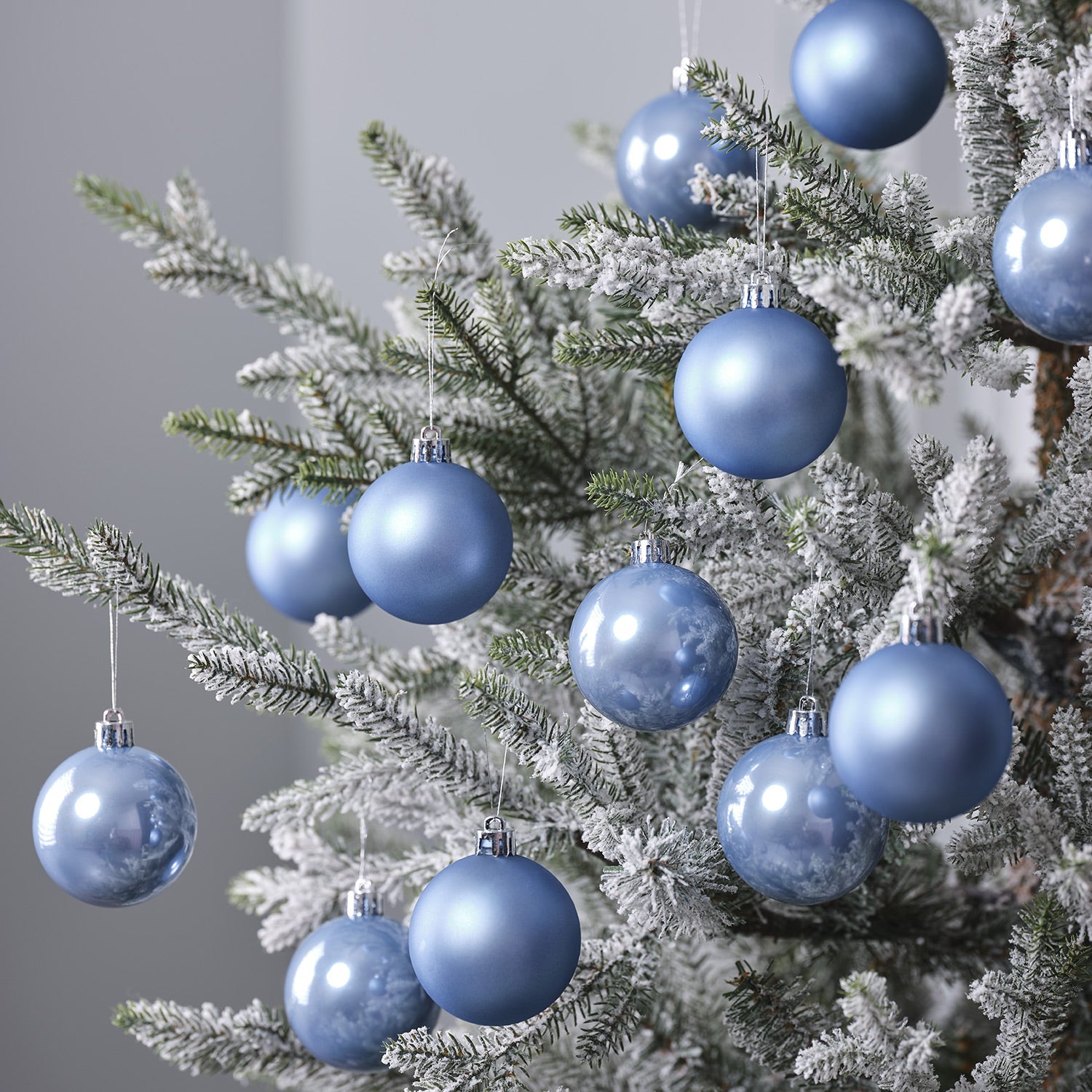 Set of 12 Sky Blue Christmas Baubles