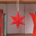 6 Snowflake Star Cut Out Christmas Decorations