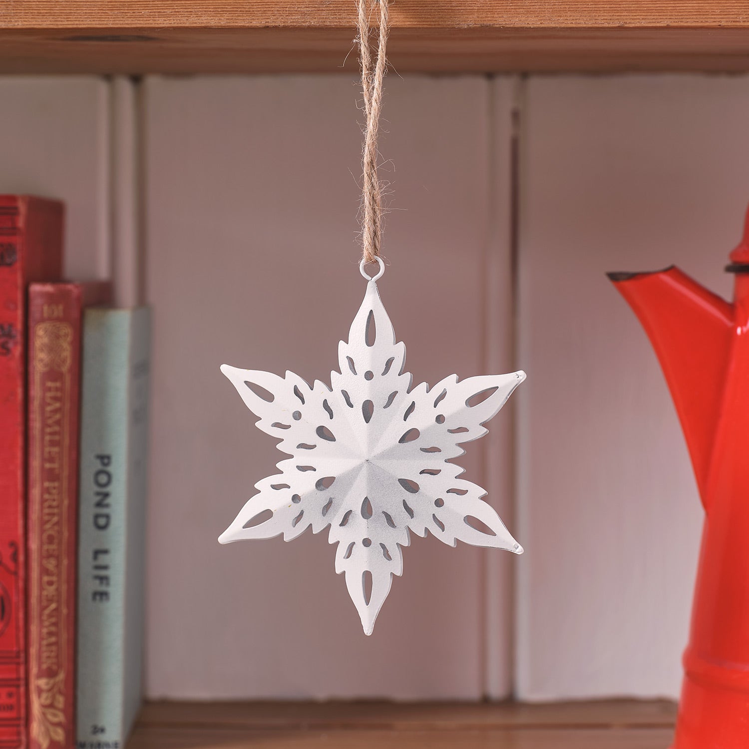 6 Snowflake Star Cut Out Christmas Decorations