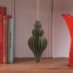 3 Pine Green Paper Christmas Baubles