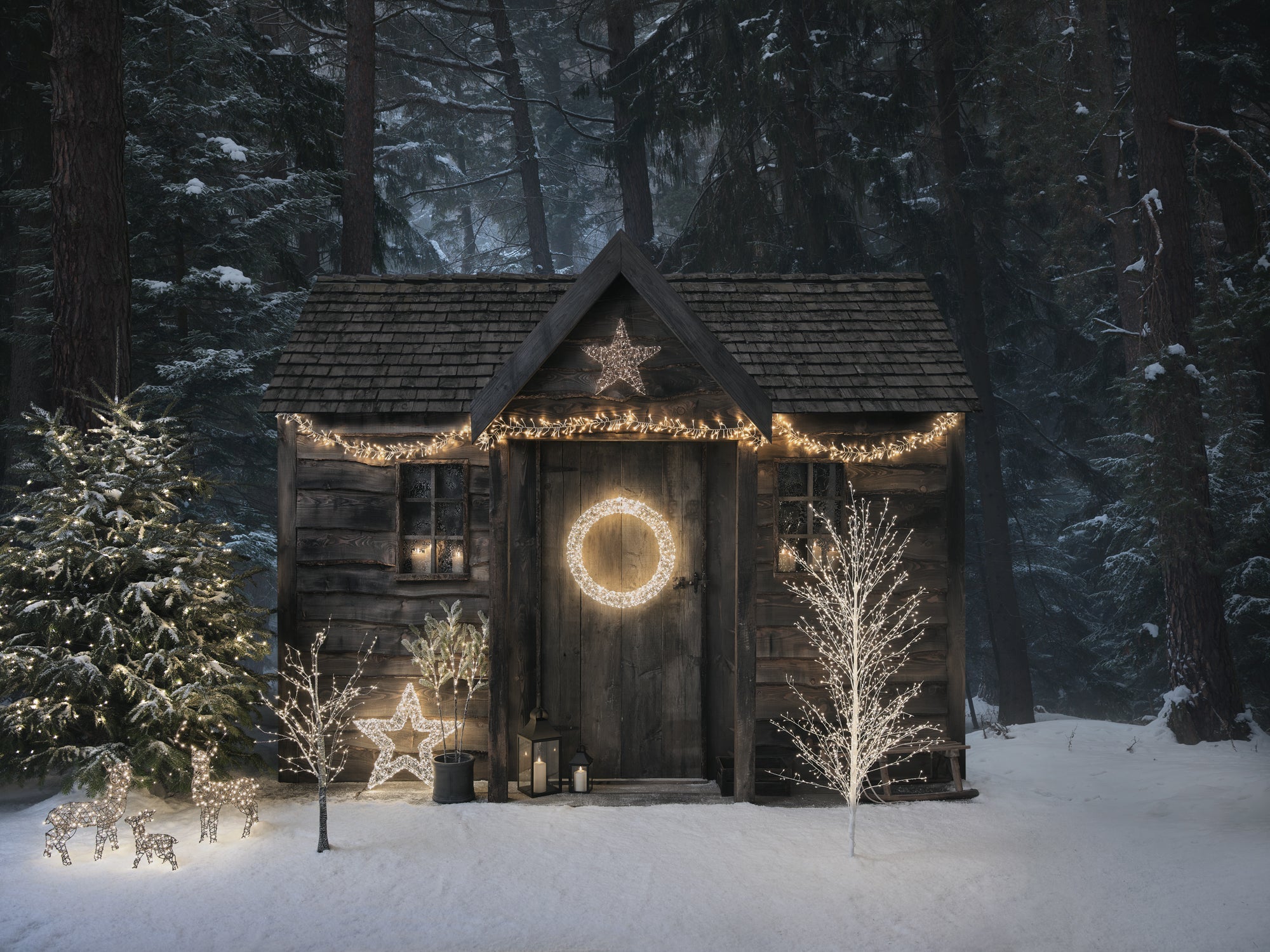 1m Pre Lit Snowy Winter Micro Light Tree