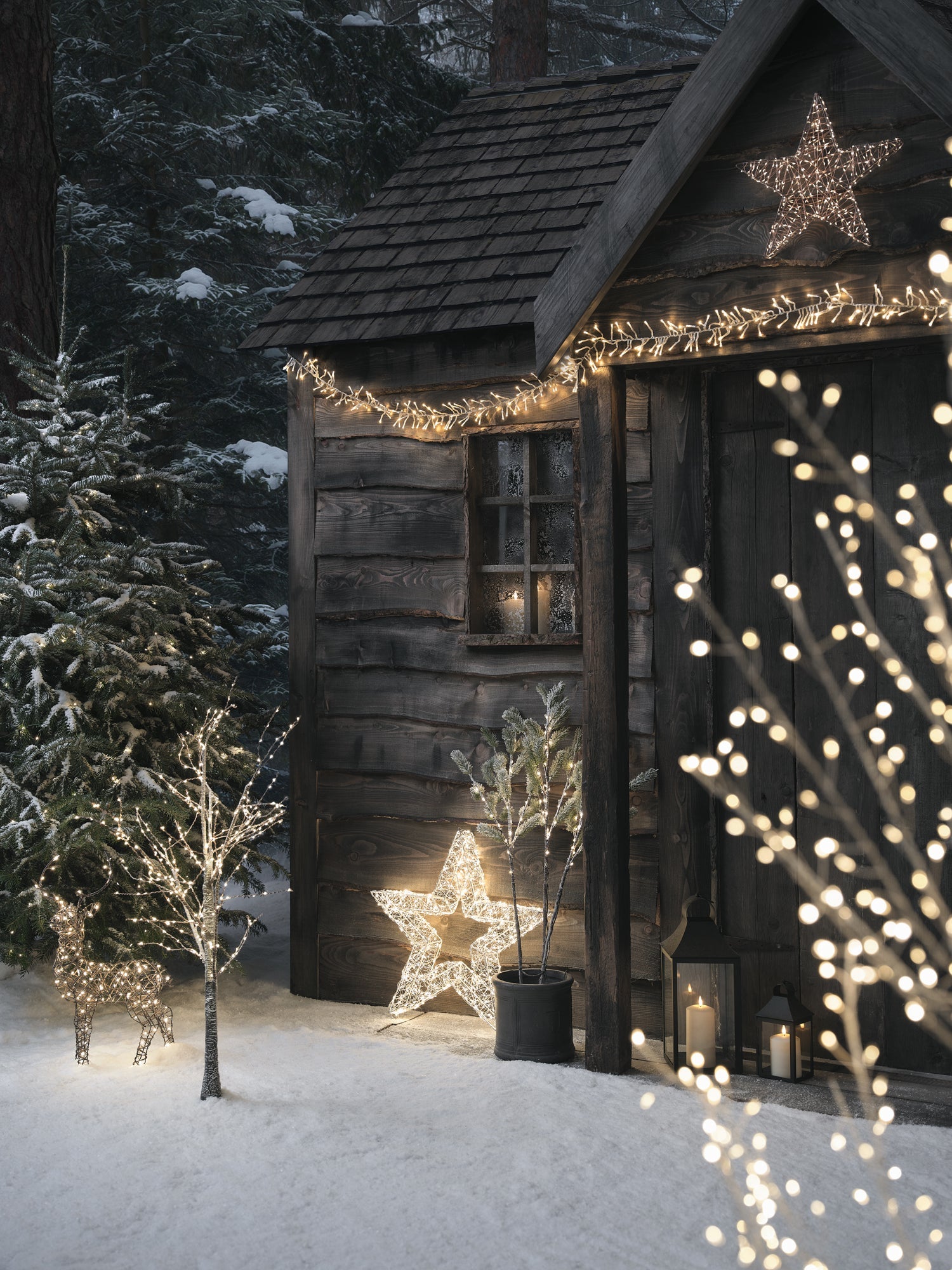 1m Pre Lit Snowy Winter Micro Light Tree