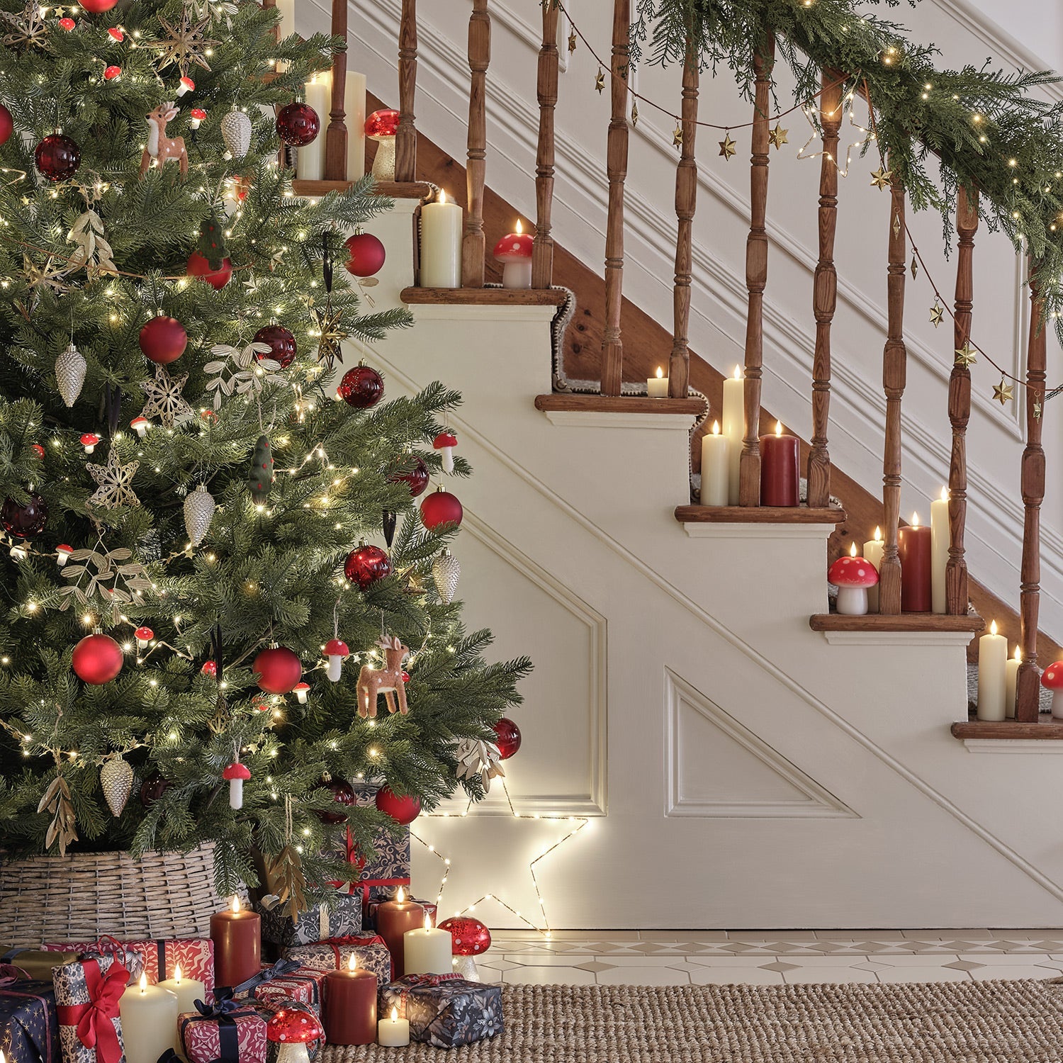 Set of 2 Glass LED Christmas Toadstools