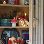 Set of 2 Glass LED Christmas Toadstools