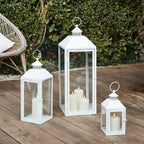 Perth Medium White Garden Lantern with TruGlow® Candle and Remote Control