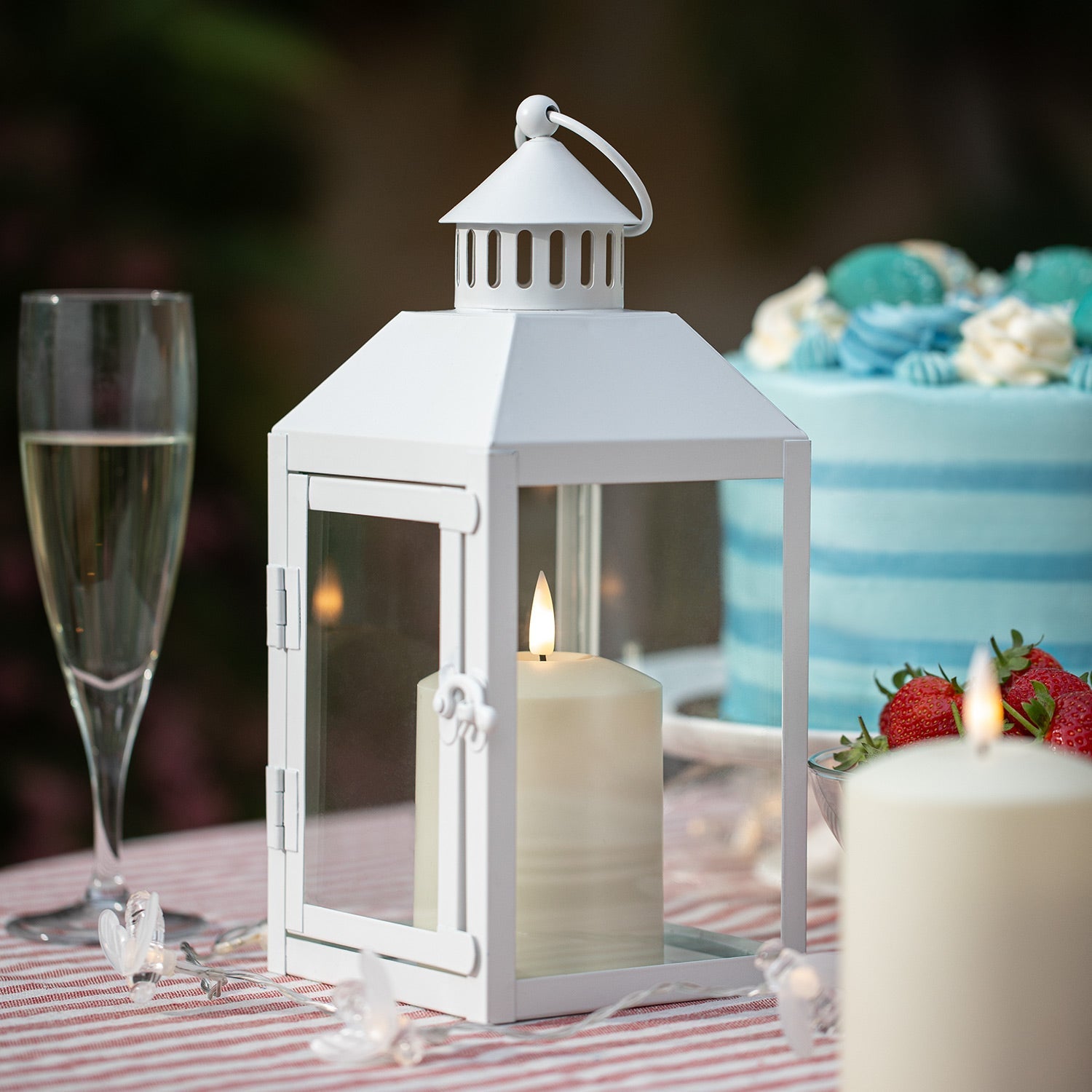Perth White Garden Lantern with TruGlow® Candle