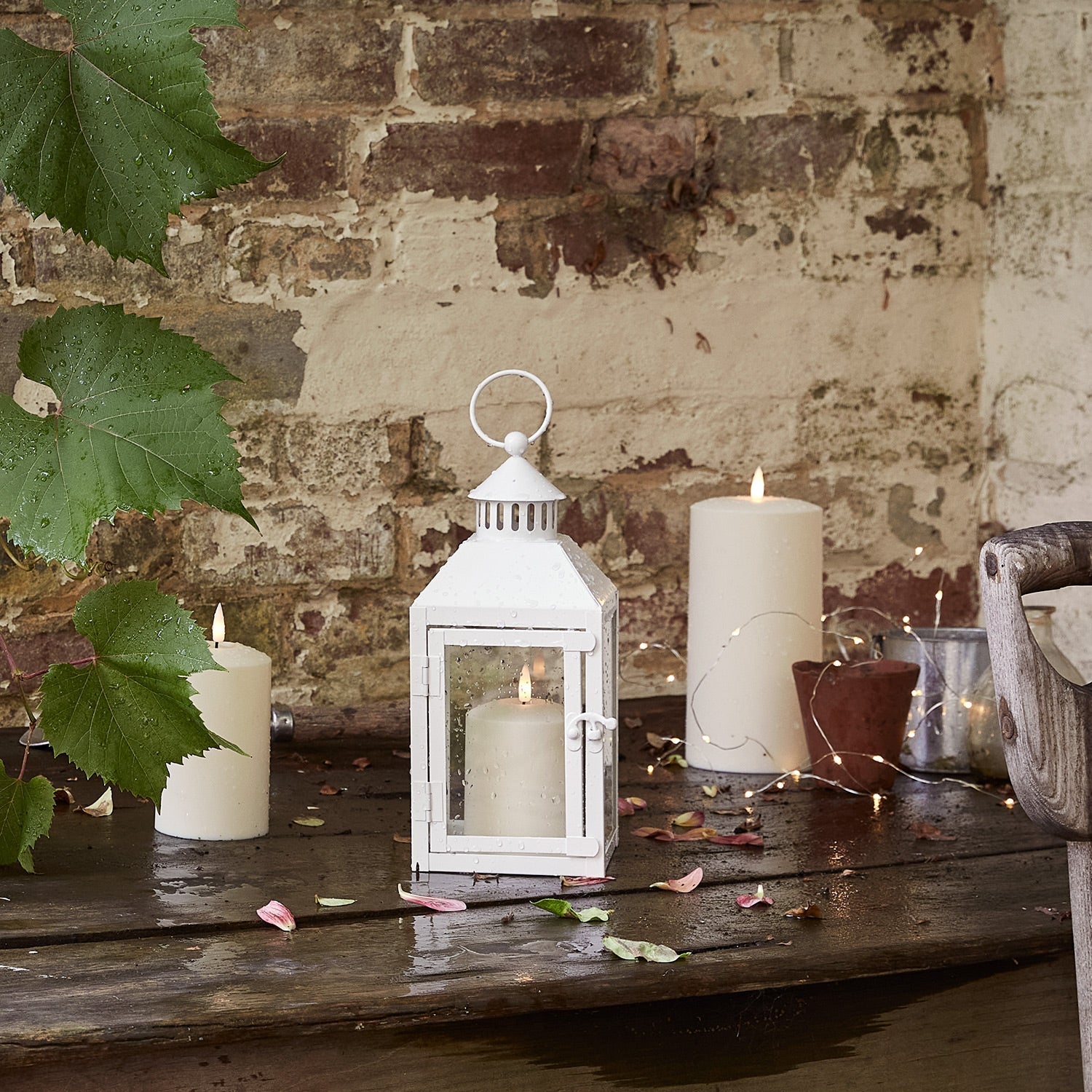 Perth White Garden Lantern with TruGlow® Candle