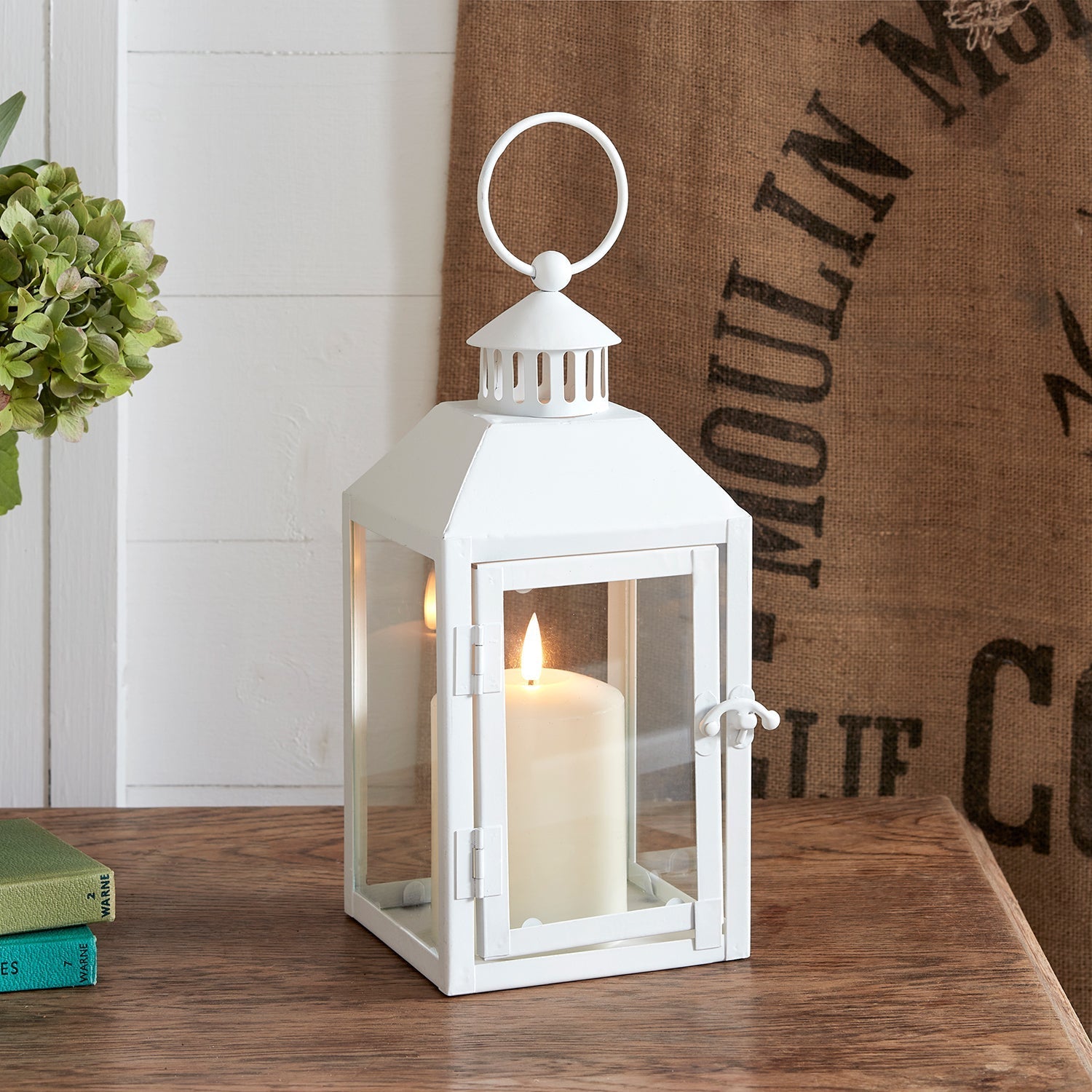 Perth White Garden Lantern with TruGlow® Candle