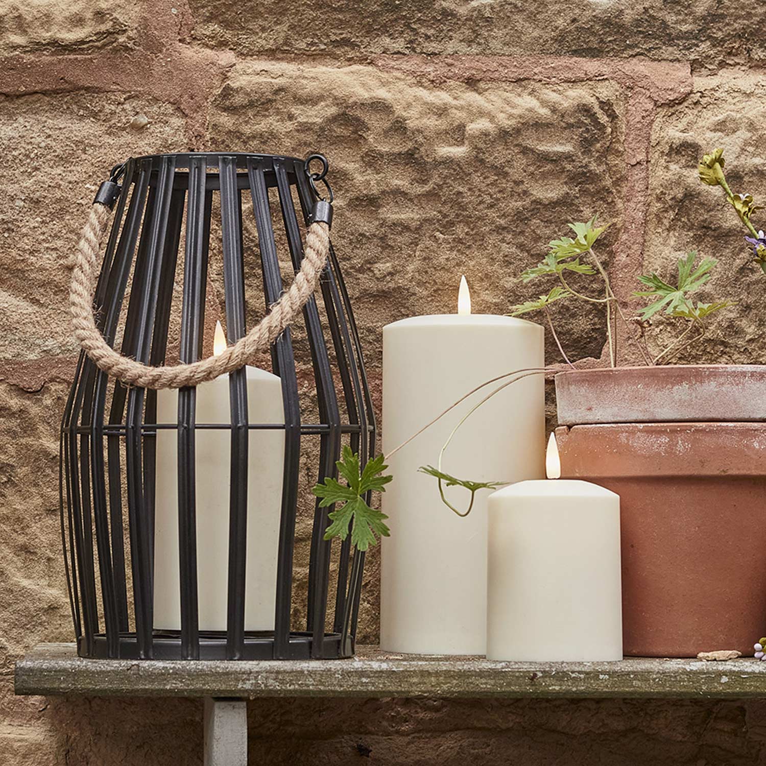 Canberra Slatted Outdoor Lantern with TruGlow® Candle