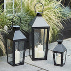 Cairns Large Black Garden Lantern with 3 TruGlow® Candles