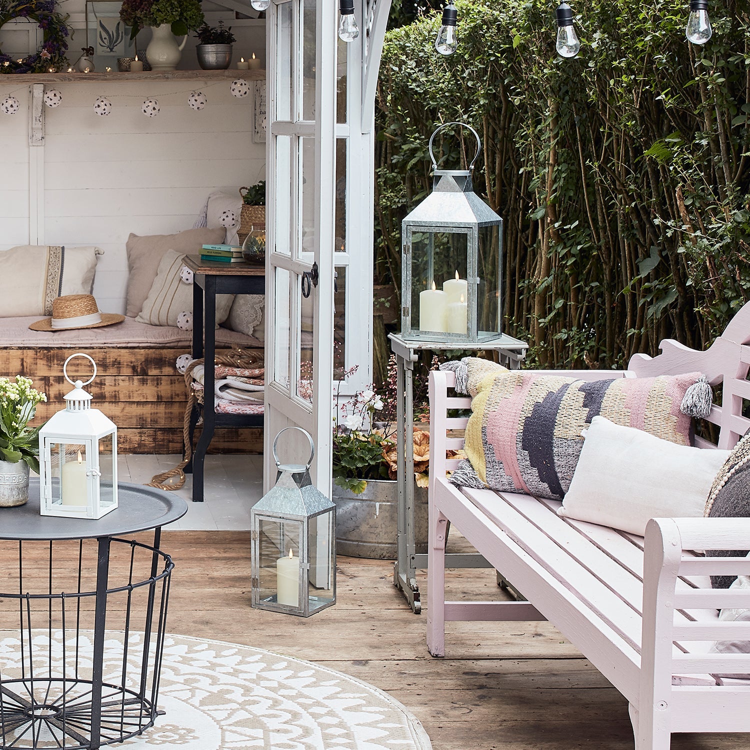 Hayle Large Metal Outdoor Lantern with TruGlow® Candle Trio