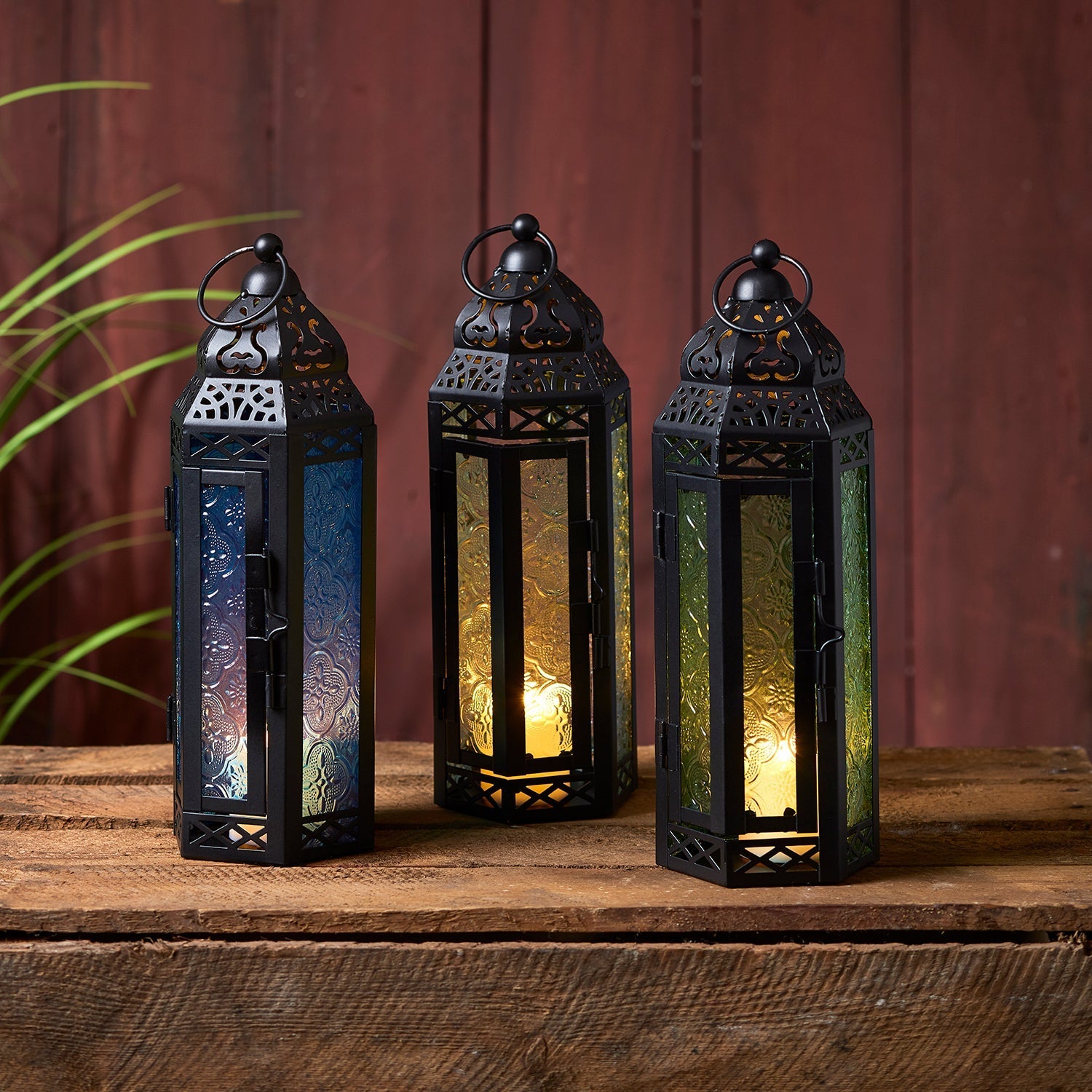 Black Moroccan Lantern Trio