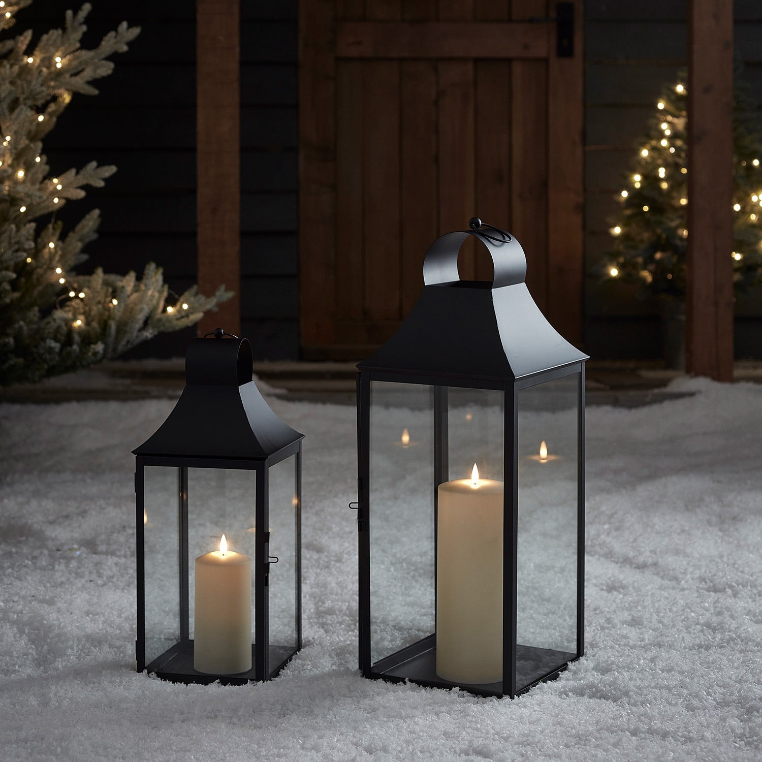 45cm Albury Black Garden Lantern with TruGlow® Candle