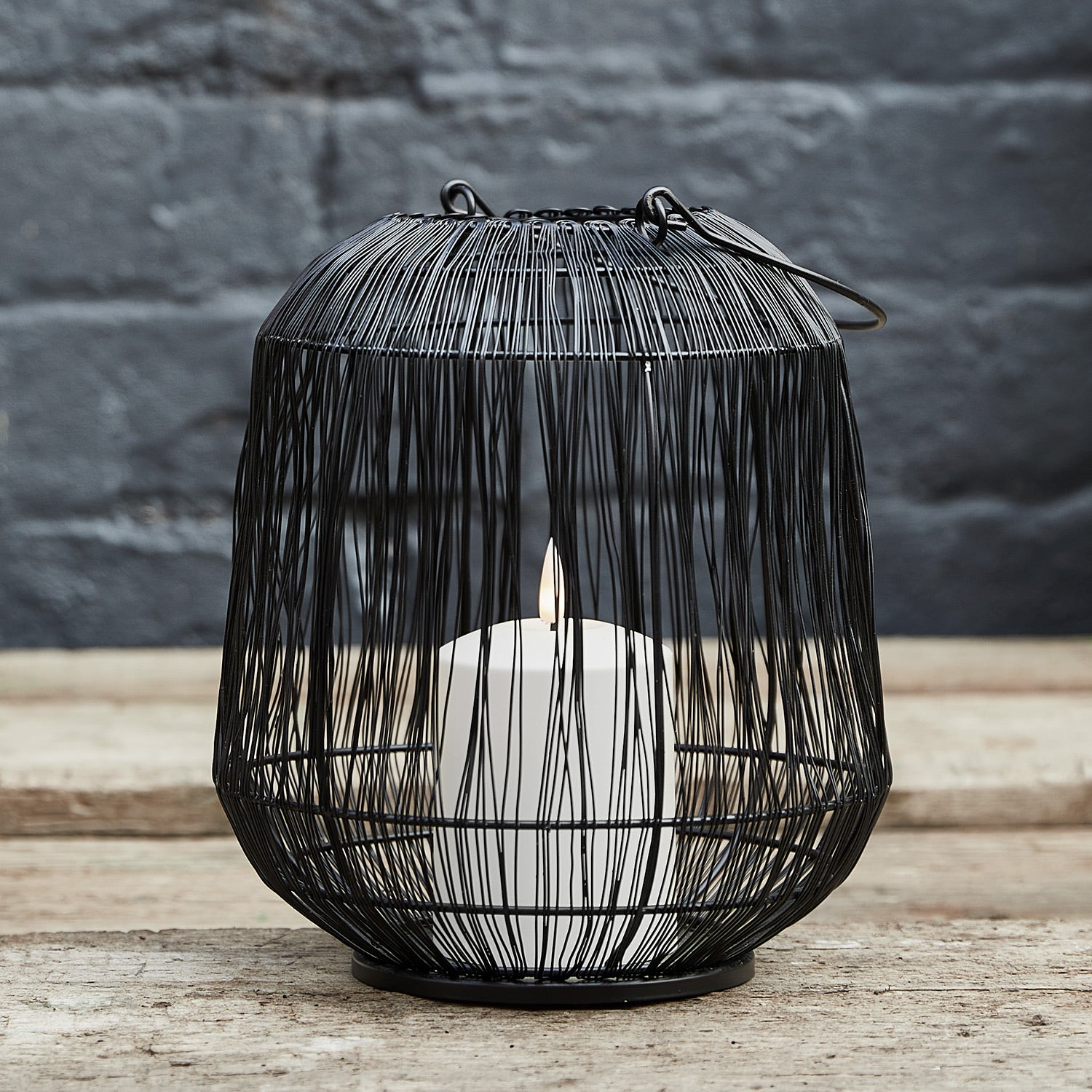 Antonio Large Black Garden Lantern with TruGlow® Candle