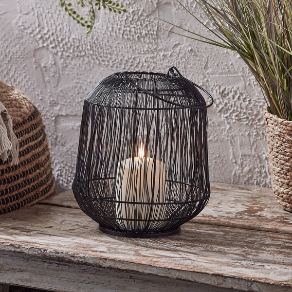 Antonio Large Black Garden Lantern with TruGlow® Candle