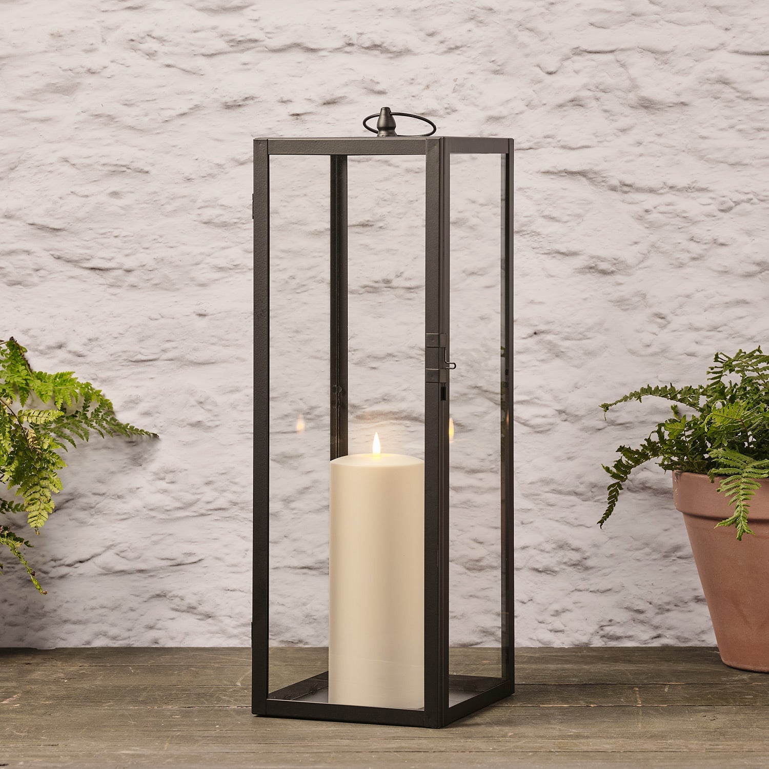 Bowen Black Garden Lantern Duo with TruGlow® Candles