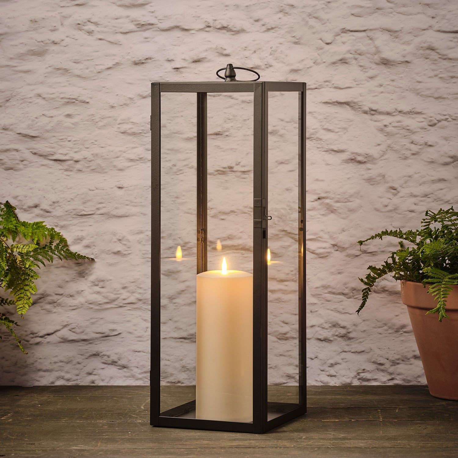 Bowen Extra Large Black Garden Lantern with TruGlow® Candle