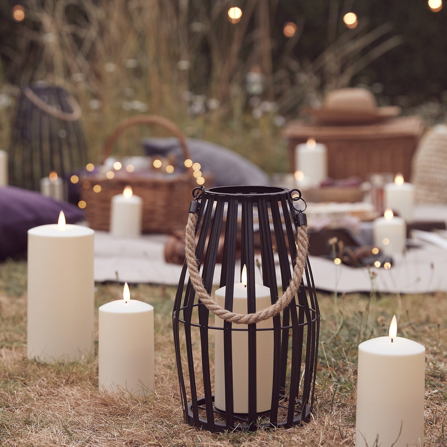 Canberra Slatted Garden Lantern Duo with TruGlow® Candles