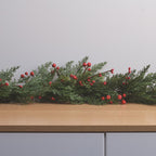 1.5m Pre Lit Red Berry Christmas Garland