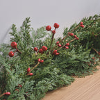 1.5m Pre Lit Red Berry Christmas Garland