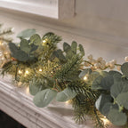 Pre Lit Eucalyptus and White Berry Christmas Wreath & Garland