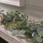 1.5m Pre Lit Eucalyptus & White Berry Christmas Garland