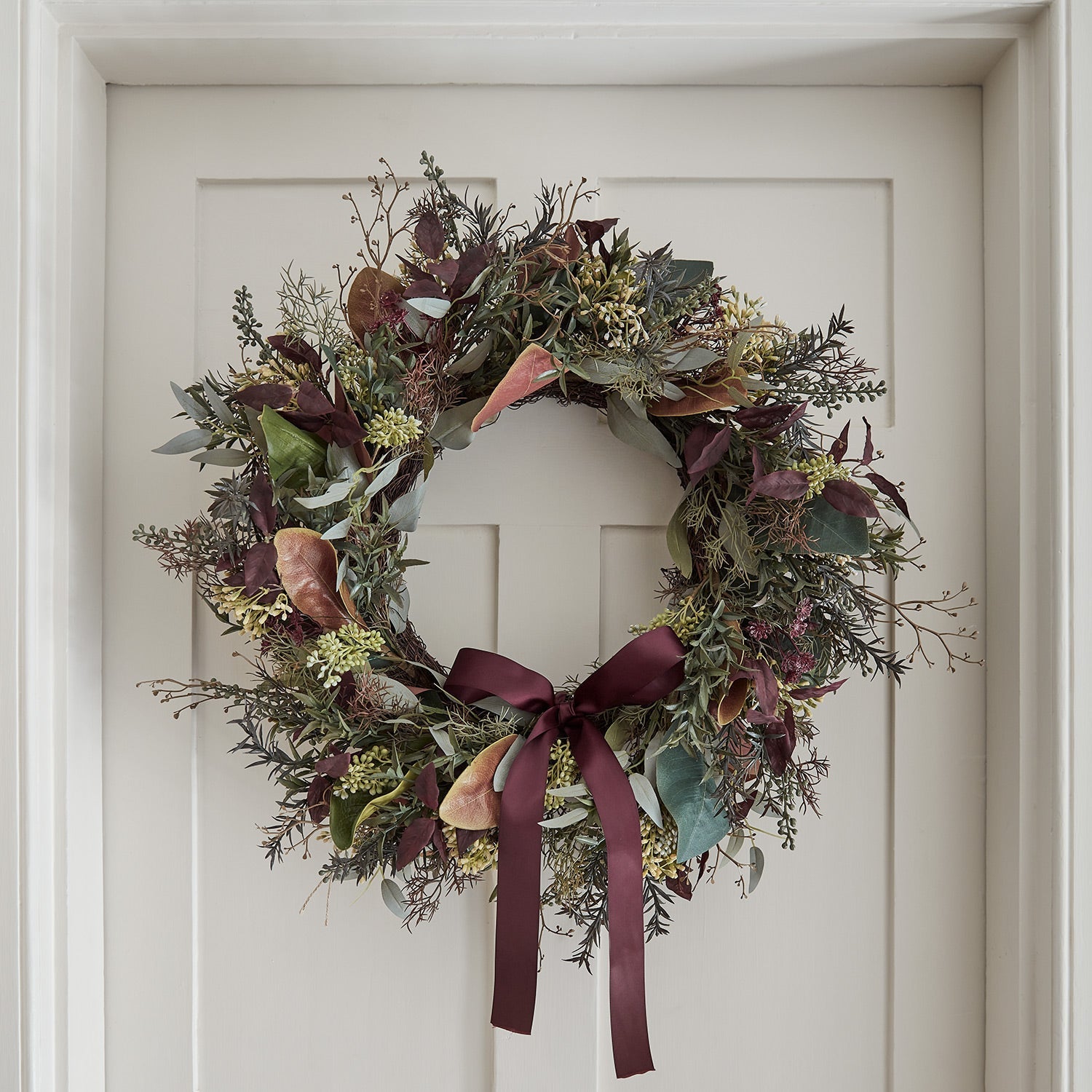 60cm Pre Lit Autumn Winter Wreath