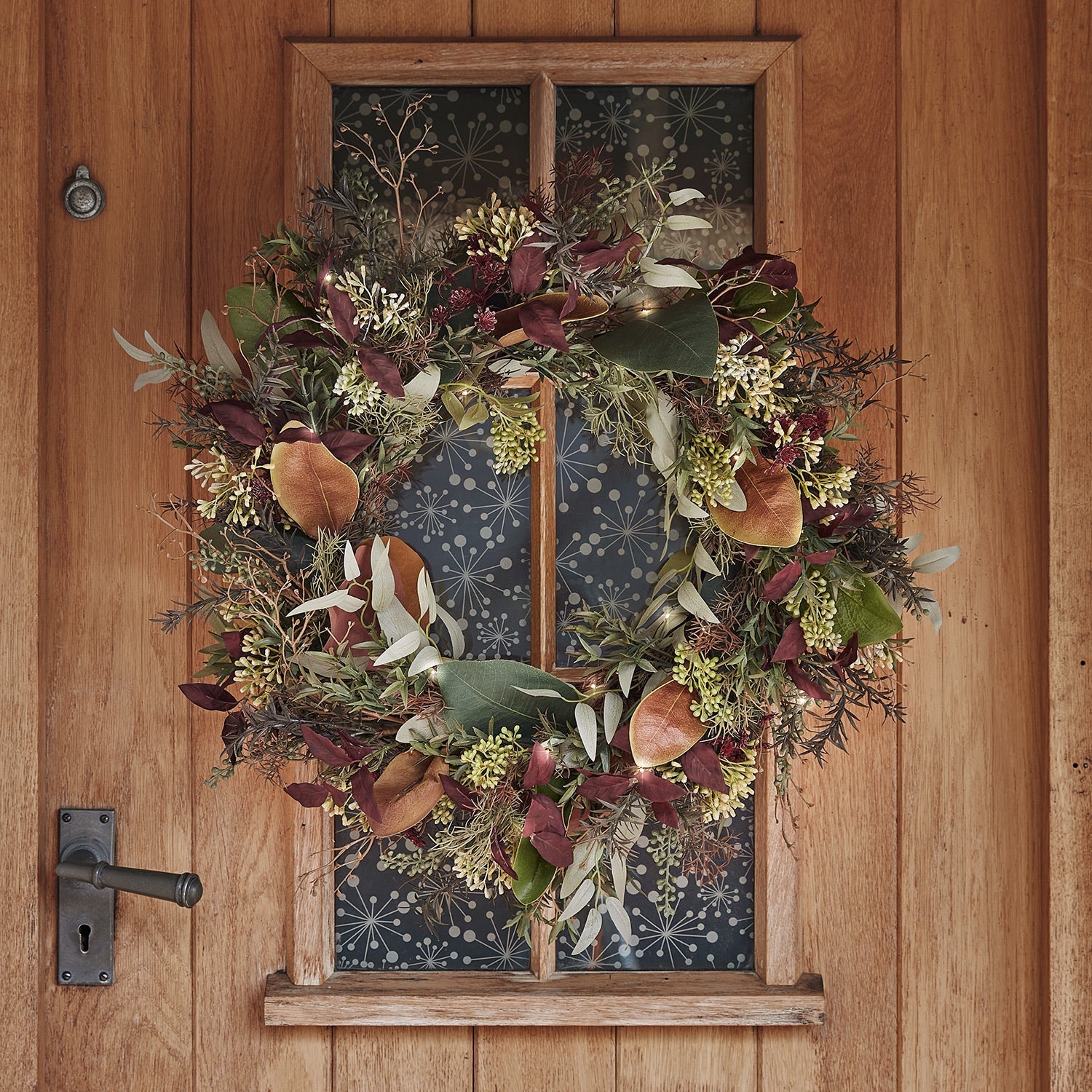 Pre Lit Autumn & Christmas Wreath & Garland