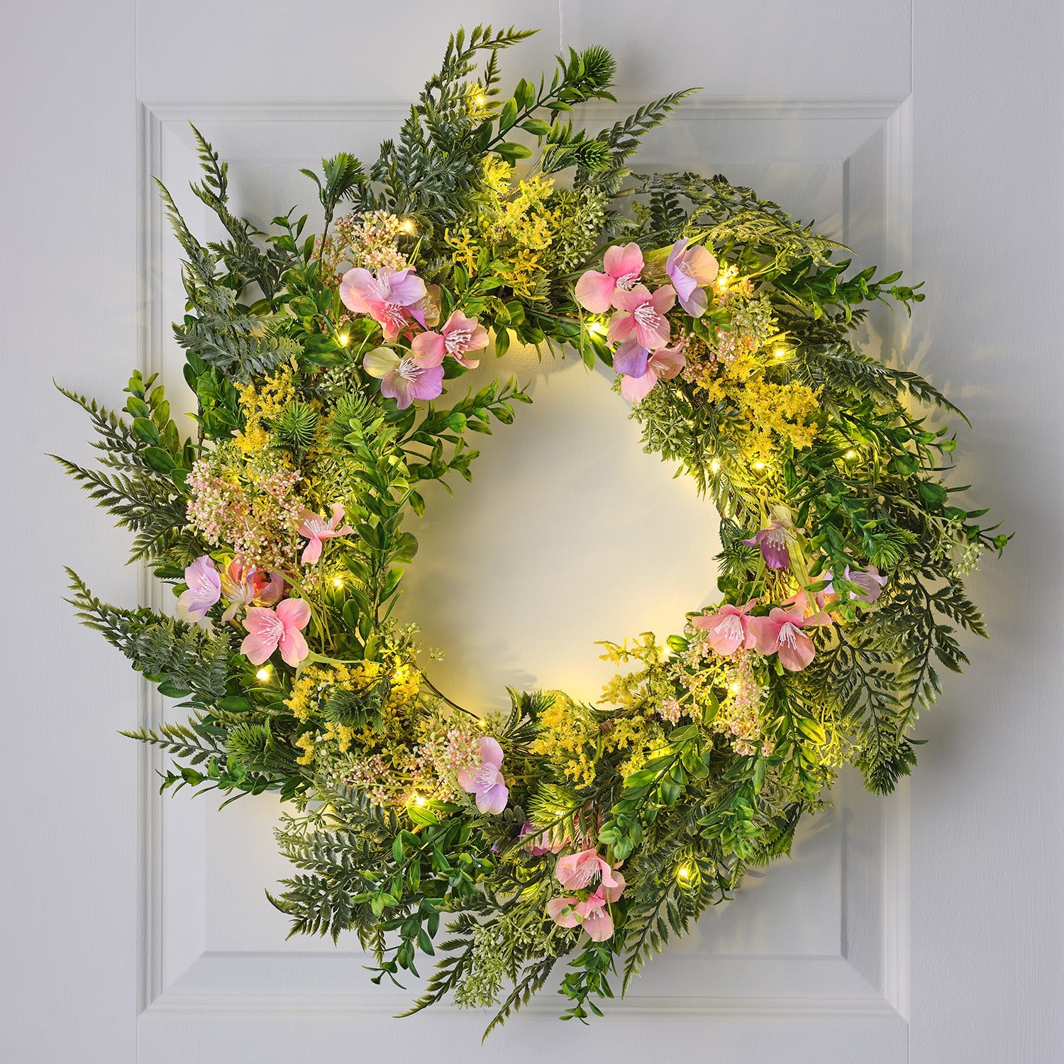 60cm Pre Lit Oversized Easter Wreath with Removable Egg Garland