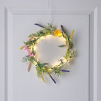 Pre Lit Spring Flower Wreath & Garland