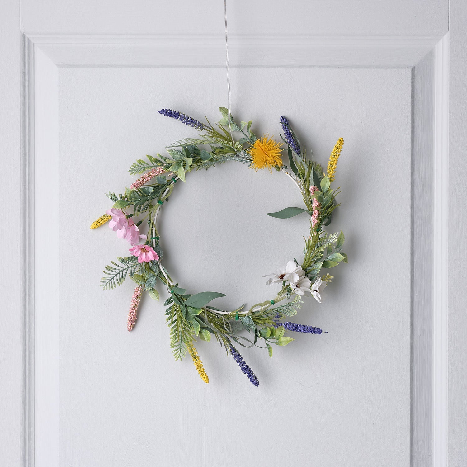 20cm Pre Lit Spring Flower Wreath
