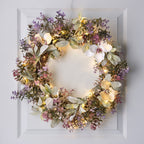 60cm Oversized Pre Lit Spring Flower Wreath