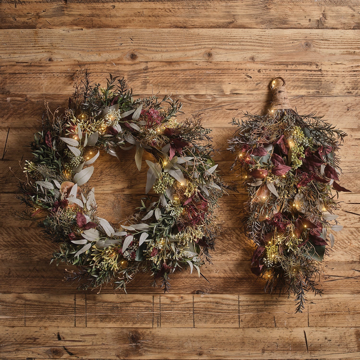 Pre Lit Autumn Winter Wreath & Bough