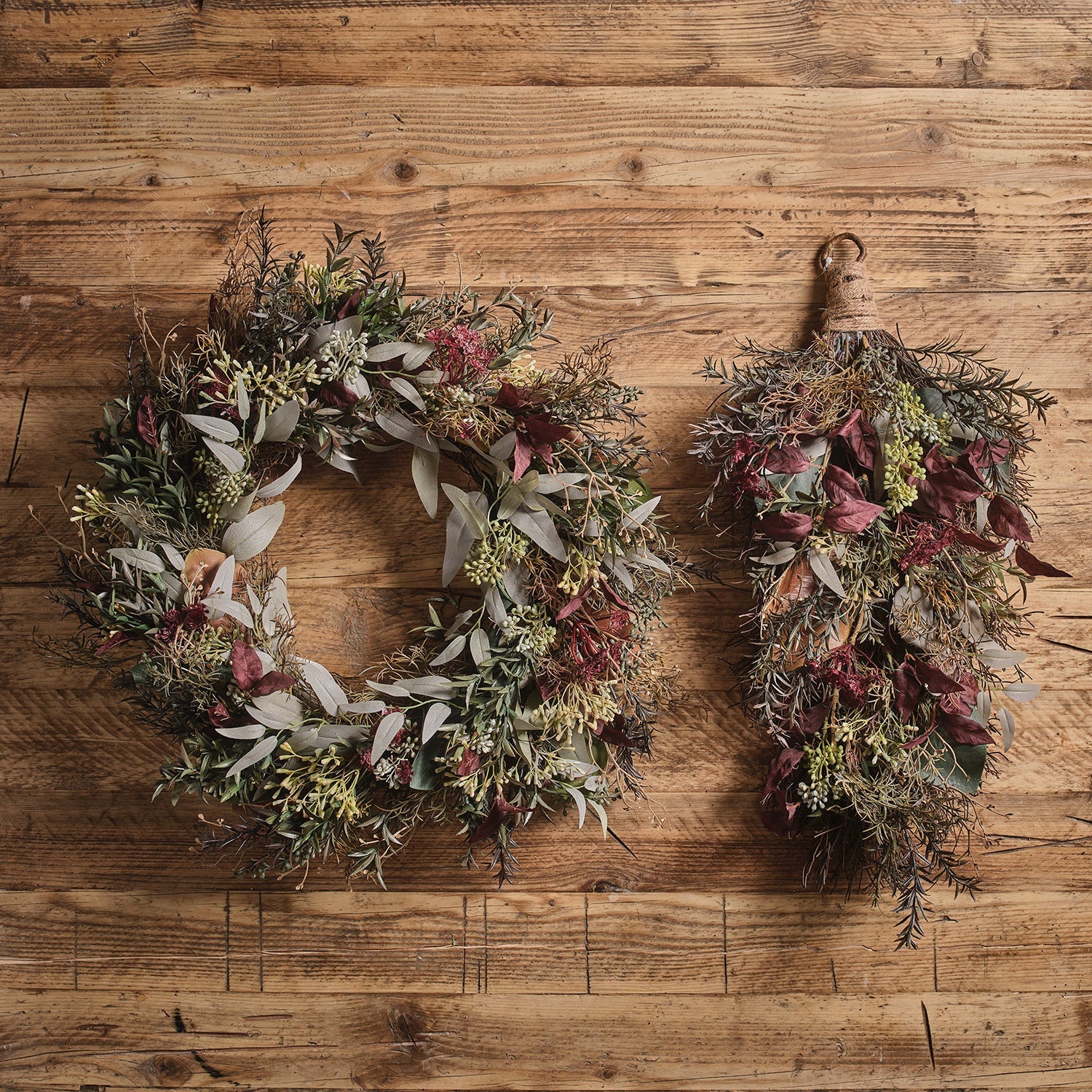 Pre Lit Autumn Winter Wreath & Bough