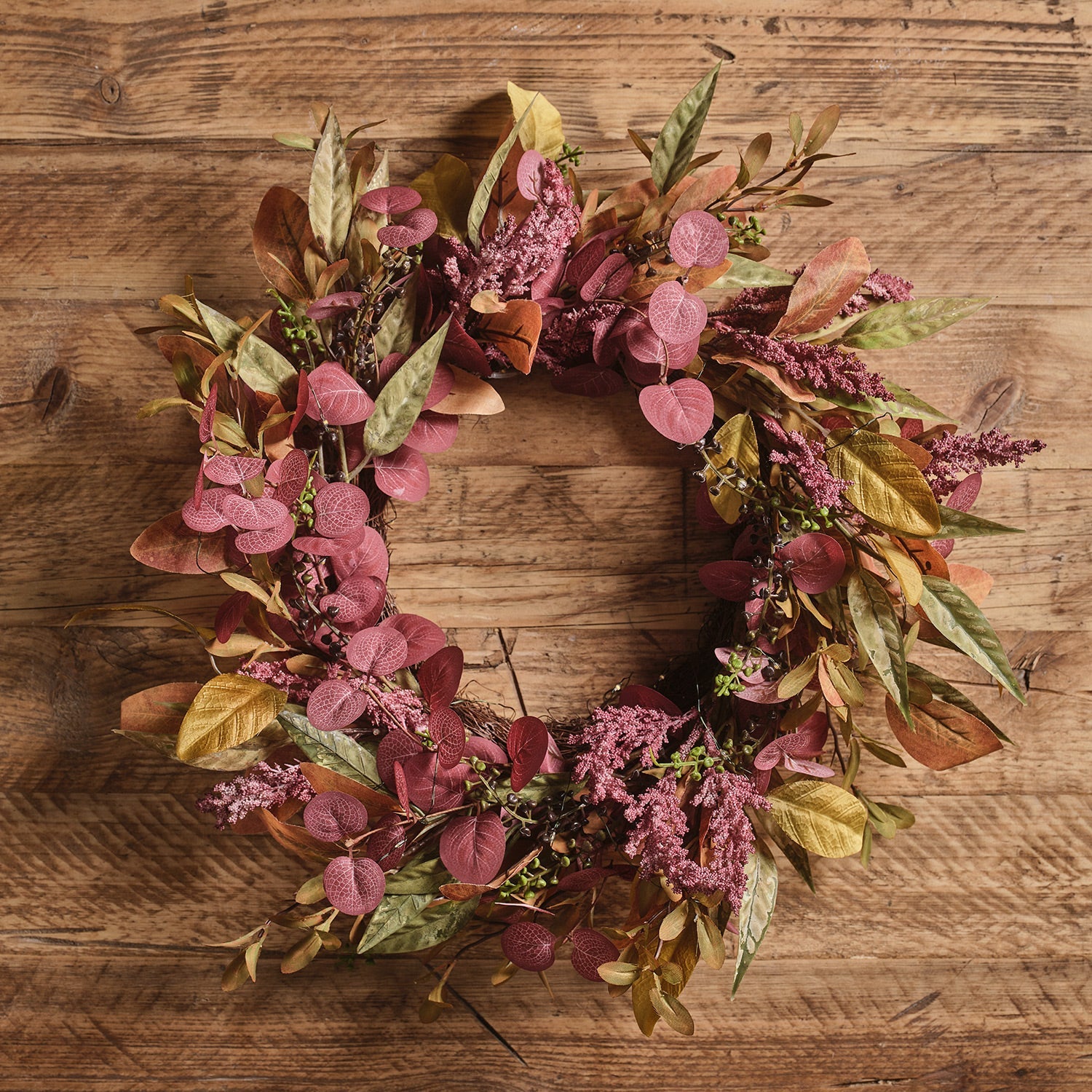 50cm Pre Lit Autumn Winter Full Wreath