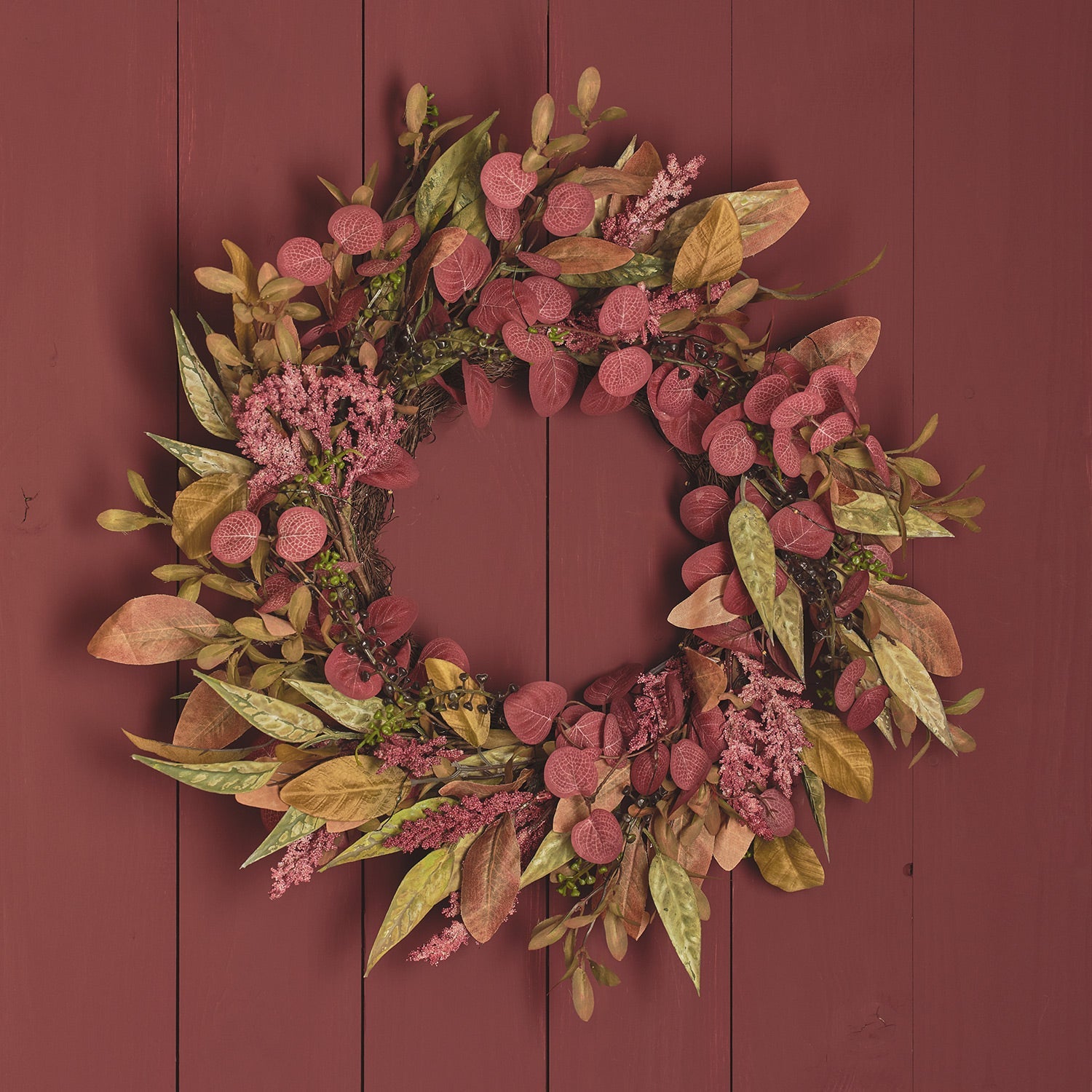 50cm Pre Lit Autumn Winter Full Wreath