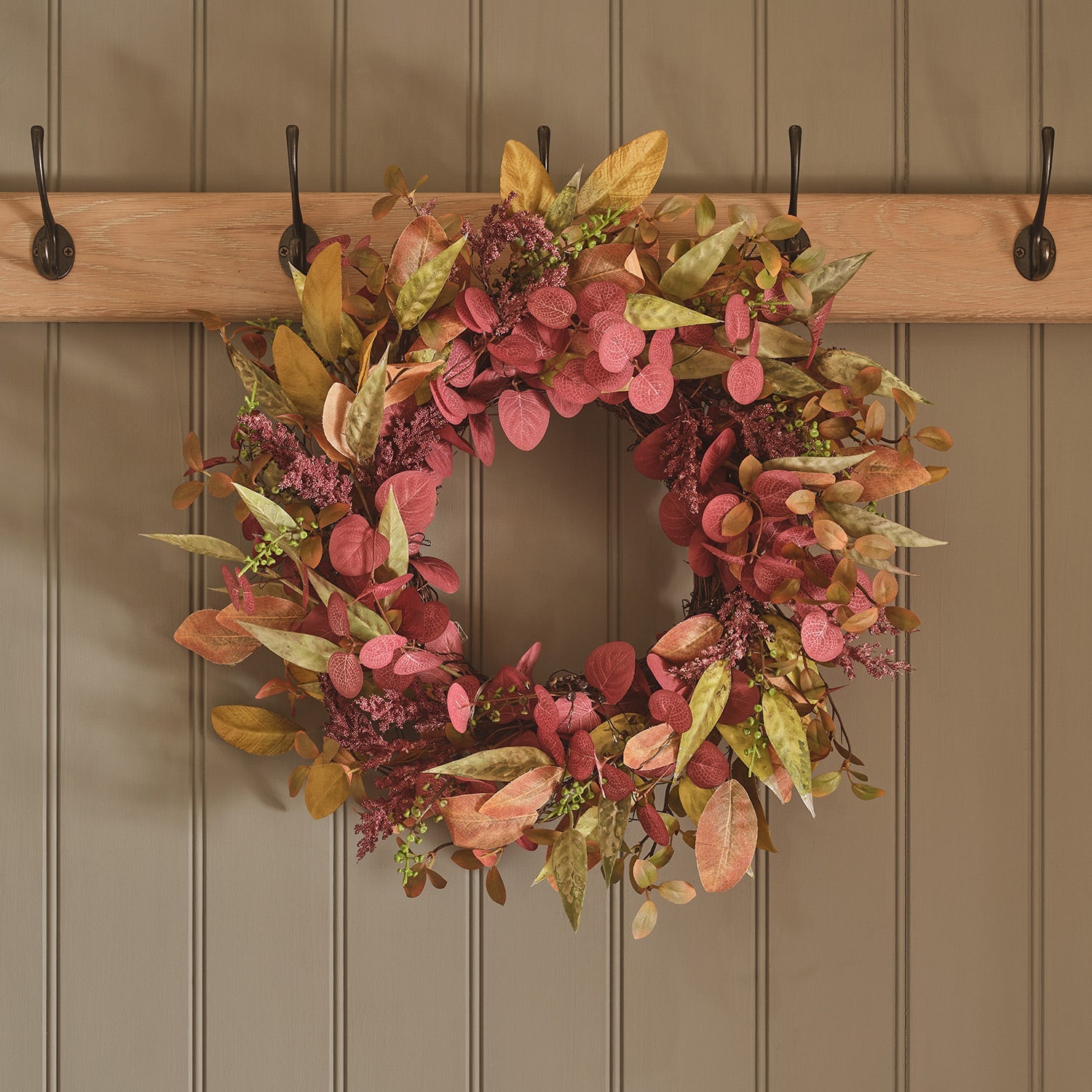 50cm Pre Lit Autumn Winter Full Wreath