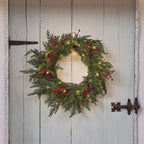45cm Pre Lit Red Berry Christmas Wreath
