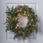45cm Pre Lit Red Berry Christmas Wreath