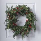 45cm Pre Lit Red Berry Christmas Wreath