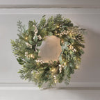 50cm Pre Lit White Berry Christmas Wreath