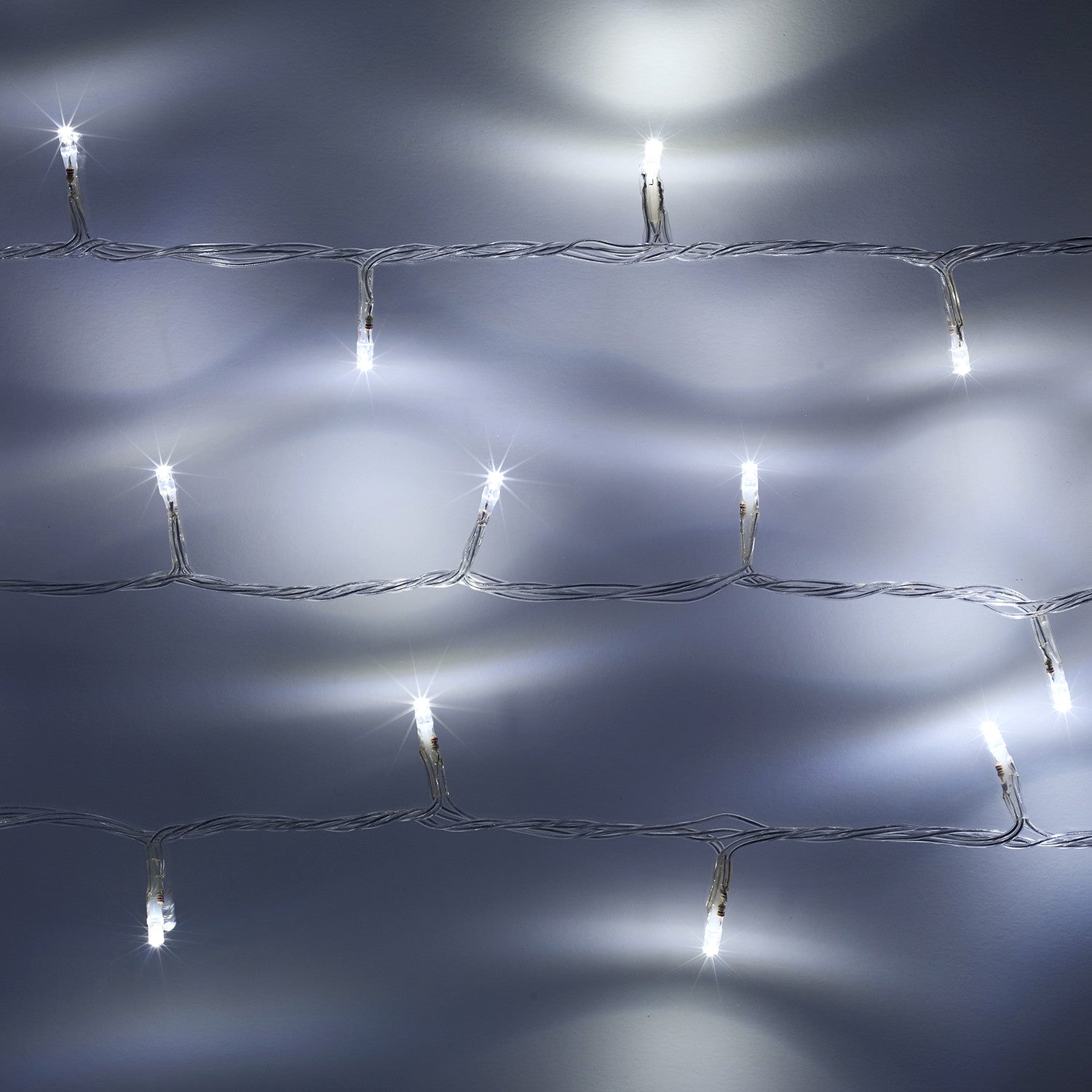 100 White LED Outdoor Battery Fairy Lights On Clear Cable