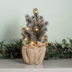 30cm Pre Lit Frosted Mini Christmas Tree