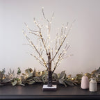 65cm Snowy Pre Lit Battery Twig Tree