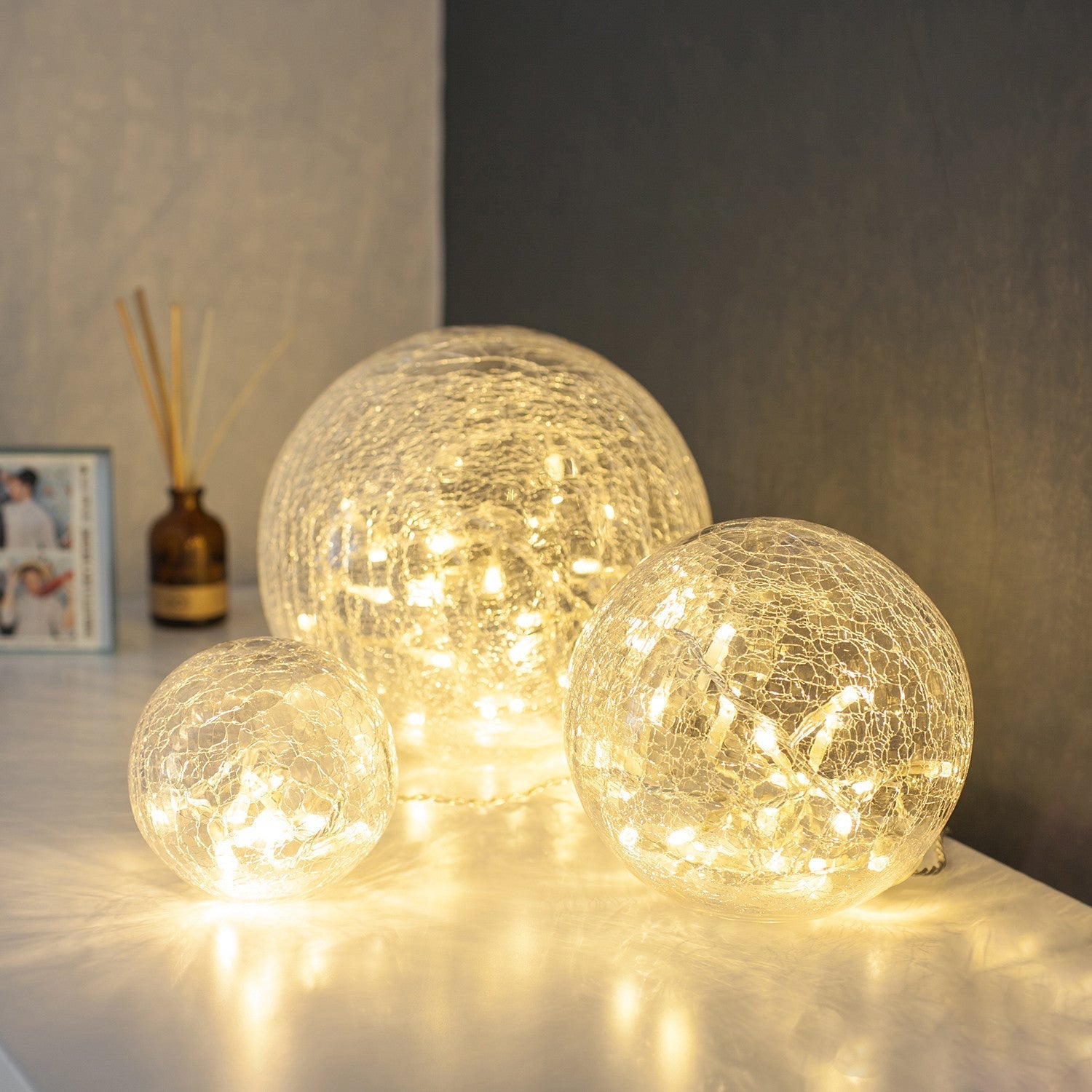 3 Clear Glass Fairy Light Orbs